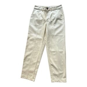 A New Day Cream Faux Leather Straight Leg Pants Women Size 8